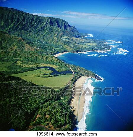 Picture - Hawaii, Kauai, Princeville, Haena Beach, Bali Hai Point.. Fotosearch