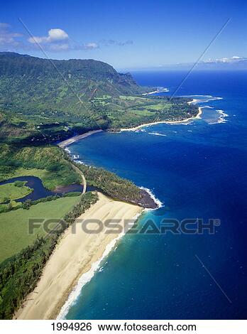 Stock Photograph - Hawaii, Kauai, Princeville, Haena Beach, Bali Hai Point.. Fotosearch