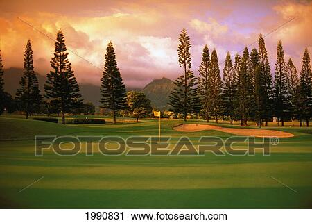 Stock Image - Hawaii, Kauai, Princeville Resort, Woods Golf Course. Fotosearch