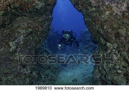 Hawaii, Kauai, Scuba Diver At Cavern Entrance. View Large Photo Image Stock Image - Hawaii, Kauai, Scuba Diver At Cavern Entrance.. Fotosearch