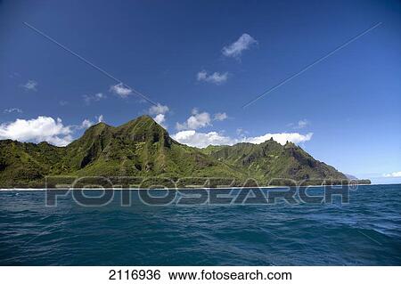 Stock Photograph - Hawaii, Kauai, The Na Pali coastline, View from the ocean.. Fotosearch