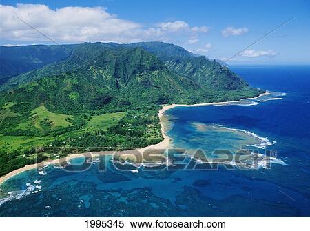 Stock Photography - Hawaii, Kauai, Tunnels Beach To Ke'e Beach And Haena State Park With The Na Pali Coast In The Distance. Fotosearch