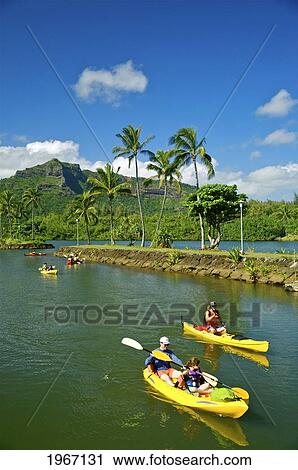Stock Image - Hawaii, Kauai, Wailua, Wailua River Kayak Adventure.. Fotosearch