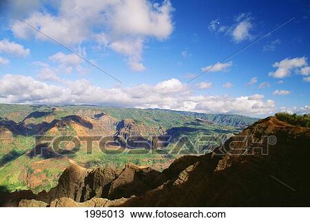 Hawaii, Kauai, Waimea Canyon, Wide Scenic View, Blue Sky View Large Photo Image Stock Image - Hawaii, Kauai, Waimea Canyon, Wide Scenic View, Blue Sky. Fotosearch
