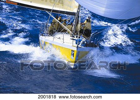 Hawaii, Kenwood Cup, Front View Of Yacht, Choppy Waters, Crew On Deck View Large Photo Image Stock Photo - Hawaii, Kenwood Cup, Front View Of Yacht, Choppy Waters, Crew On Deck. Fotosearch