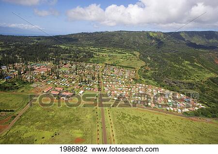 Hawaii, Lanai, Aerial View Of Lanai City. View Large Photo Image Stock Image - Hawaii, Lanai, Aerial View Of Lanai City.. Fotosearch