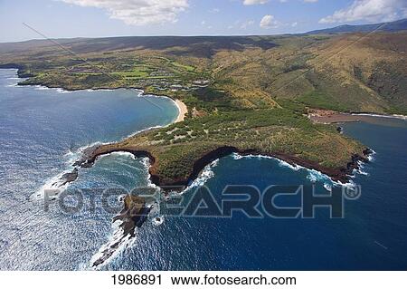 Hawaii, Lanai, Aerial View Of Pu'u Pehe, Sweetheart Rock. View Large Photo Image Stock Image - Hawaii, Lanai, Aerial View Of Pu'u Pehe, Sweetheart Rock.. Fotosearch