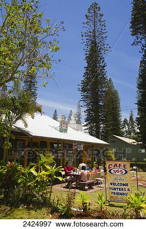 Hawaii, Lanai, Lanai City, A quaint eatery located in the town square. View Large Photo Image Stock Photo - Hawaii, Lanai, Lanai City, A quaint eatery located in the town square.. Fotosearch