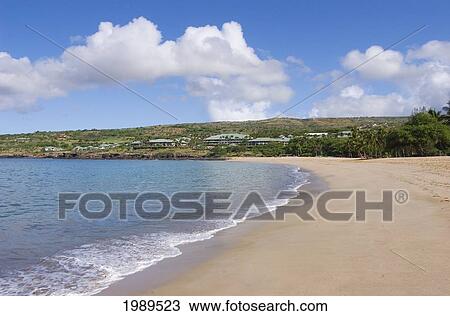 Hawaii, Lanai, Manele Bay Beach Park And Resort, Long Stretch Of Tropical Beach. View Large Photo Image Stock Image - Hawaii, Lanai, Manele Bay Beach Park And Resort, Long Stretch Of Tropical Beach.. Fotosearch
