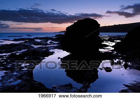 Stock Photo - Hawaii, Lanai, Manele Bay, Sunset Reflections Over Hulope Bay. Fotosearch