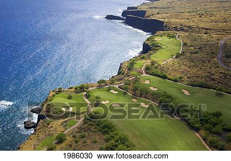 Hawaii, Lanai, Manele Golf Course Along Coastline, Aerial. View Large Photo Image Stock Image - Hawaii, Lanai, Manele Golf Course Along Coastline, Aerial.. Fotosearch