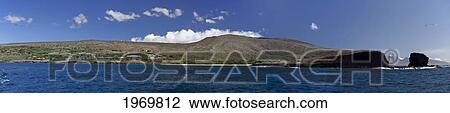 Hawaii, Lanai, Panorama From The Ocean Of The Manele Bay Beach Hotel To Pu'u Pehe Rock (Sharks Cove), On The Island Of Lanai, Hawaii. The West Maui Mountains Can Be Seen In The Background On The Right. View Large Photo Image Stock Image - Hawaii, Lanai, Panorama From The Ocean Of The Manele Bay Beach Hotel To Pu'u Pehe Rock (Sharks Cove), On The Island Of Lanai, Hawaii. The West Maui Mountains Can Be Seen In The Background On The Right.. Fotosearch