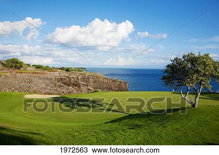 Stock Image - Hawaii, Lanai, The Challenge At Manele Golf Course.. Fotosearch