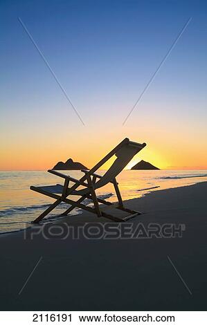 Hawaii, Lanikai, Empty beach chair at sunset. View Large Photo Image Stock Image - Hawaii, Lanikai, Empty beach chair at sunset.. Fotosearch