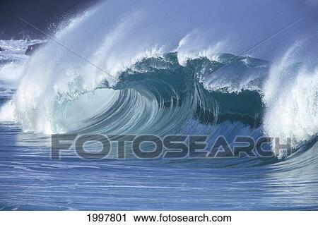 Hawaii, Large Wave Curling With Glassy Conditions A31B View Large Photo Image Stock Image - Hawaii, Large Wave Curling With Glassy Conditions A31B. Fotosearch