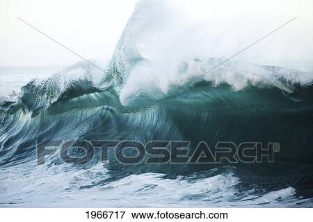 Stock Photo - Hawaii, Large Wave In Hawaii.. Fotosearch