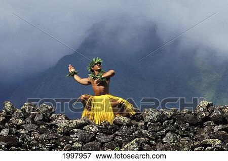 Hawaii, Male Hula Dancer On Hawiian Heiau View Large Photo Image Stock Photo - Hawaii, Male Hula Dancer On Hawiian Heiau. Fotosearch