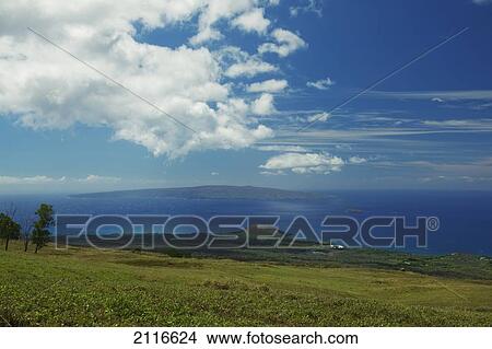 Hawaii, Maui, A view of the Maui coast with Kohoolawe Island in background. View Large Photo Image Picture - Hawaii, Maui, A view of the Maui coast with Kohoolawe Island in background.. Fotosearch