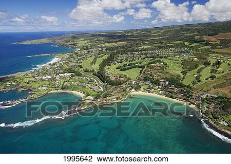 Hawaii, Maui, Aerial Of Kapalua Resort Along The Ocean View Large Photo Image Stock Image - Hawaii, Maui, Aerial Of Kapalua Resort Along The Ocean. Fotosearch