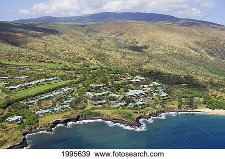 Stock Photo - Hawaii, Maui, Aerial Of Kapalua Resort Along The Ocean. Fotosearch