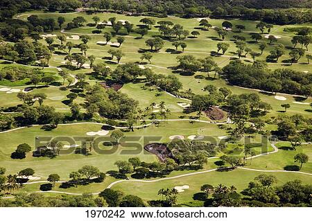 Stock Image - Hawaii, Maui, Aerial Of Wailea Gold Golf Course. Fotosearch