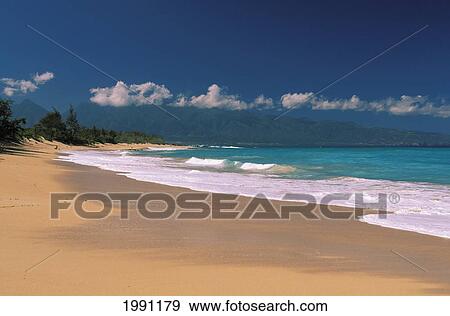 Stock Photo - Hawaii, Maui, Beautiful Day On Baldwin Beach. Fotosearch