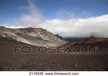 Stock Photo - Hawaii, Maui, Haleakala Crater, Scenic view of the crater's floor.. Fotosearch