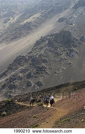 Hawaii, Maui, Haleakala Crater, Horseback Riders Climbing Sliding Sands Trail View Large Photo Image Stock Image - Hawaii, Maui, Haleakala Crater, Horseback Riders Climbing Sliding Sands Trail. Fotosearch