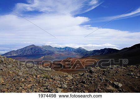 Stock Photo - Hawaii, Maui, Haleakala National Park, Haleakala Crater.. Fotosearch
