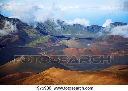 Stock Photograph - Hawaii, Maui, Haleakala National Park, Haleakala Crater.. Fotosearch