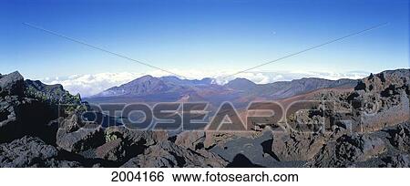 Hawaii, Maui, Haleakala National Park Red Dirt Landscape Rock, Moon Bright Panoramic Widelux View Large Photo Image Stock Photograph - Hawaii, Maui, Haleakala National Park Red Dirt Landscape Rock, Moon Bright Panoramic Widelux. Fotosearch