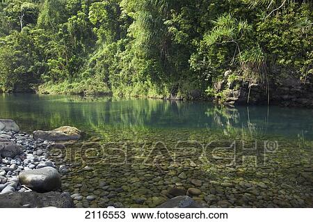 Stock Image - Hawaii, Maui, Hana, A remote blue pool near Nahiku.. Fotosearch