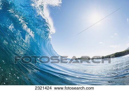 Hawaii, Maui, Hana, Beautiful Blue Ocean Wave. View Large Photo Image Picture - Hawaii, Maui, Hana, Beautiful Blue Ocean Wave.. Fotosearch