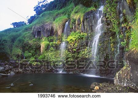 Hawaii, Maui, Hana, Blue Pool Falls. View Large Photo Image Stock Photograph - Hawaii, Maui, Hana, Blue Pool Falls.. Fotosearch