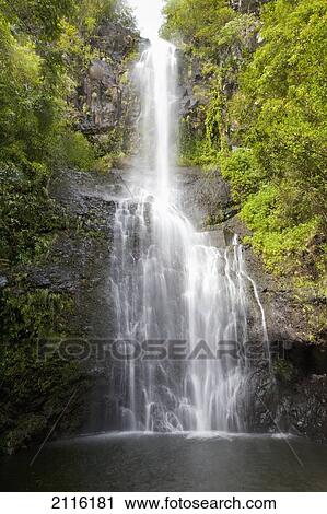 Hawaii, Maui, Hana, Close up of Wailua Falls. View Large Photo Image Stock Image - Hawaii, Maui, Hana, Close up of Wailua Falls.. Fotosearch