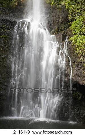 Hawaii, Maui, Hana, Close up of Wailua Falls. View Large Photo Image Stock Photo - Hawaii, Maui, Hana, Close up of Wailua Falls.. Fotosearch
