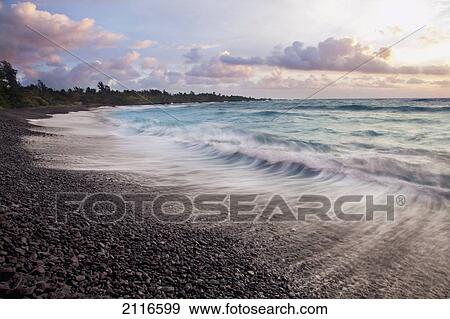 Hawaii, Maui, Hana, Dramatic seascape of Hana's black sand beach. View Large Photo Image Stock Photo - Hawaii, Maui, Hana, Dramatic seascape of Hana's black sand beach.. Fotosearch