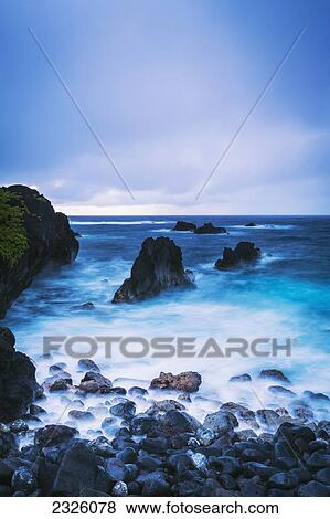 Hawaii, Maui, Hana, Dramatic Stormy Sunrise Over Coastline. View Large Photo Image Stock Photo - Hawaii, Maui, Hana, Dramatic Stormy Sunrise Over Coastline.. Fotosearch