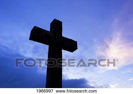Stock Photo - Hawaii, Maui, Hana, Famous Hana Cross Against Sunset Sky. Fotosearch