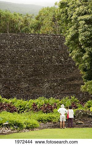 Picture - Hawaii, Maui, Hana, Kahanu Gardens And Pi'ilani Heiau. (Editorial Use Only).. Fotosearch