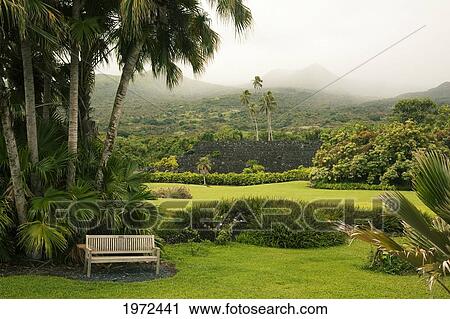 Stock Image - Hawaii, Maui, Hana, Kahanu Gardens And Pi'ilani Heiau.. Fotosearch
