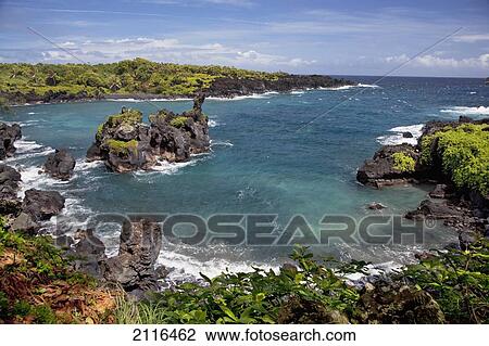 Hawaii, Maui, Hana, View of the Waianapanapa coastline. View Large Photo Image Stock Image - Hawaii, Maui, Hana, View of the Waianapanapa coastline.. Fotosearch