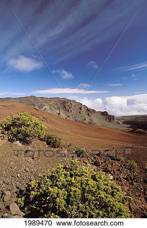 Hawaii, Maui, Hikers Inside Haleakala Crater. View Large Photo Image Stock Image - Hawaii, Maui, Hikers Inside Haleakala Crater.. Fotosearch