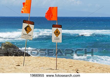 Hawaii, Maui, Ho'okipa, High Surf Advisory Warning Signs On The Beach View Large Photo Image Stock Photography - Hawaii, Maui, Ho'okipa, High Surf Advisory Warning Signs On The Beach. Fotosearch
