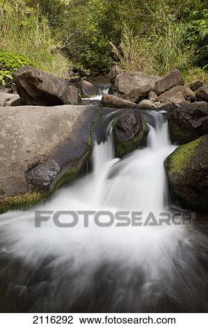 Hawaii, Maui, Iao River Valley waterfall. View Large Photo Image Stock Image - Hawaii, Maui, Iao River Valley waterfall.. Fotosearch