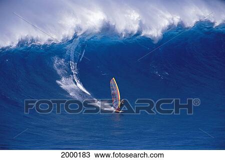 Hawaii, Maui, Jaws, Windsurfer Sierra Emory In Distance Riding Large Wave View Large Photo Image Stock Image - Hawaii, Maui, Jaws, Windsurfer Sierra Emory In Distance Riding Large Wave. Fotosearch
