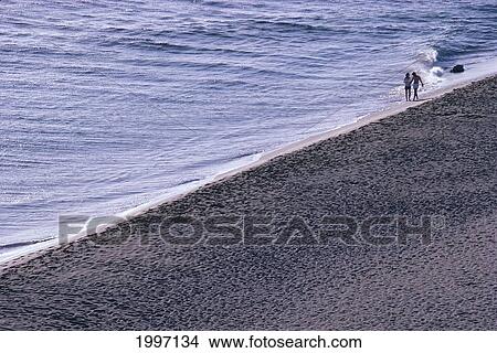 Hawaii, Maui, Ka'anapali Beach, Couple Walks Along Shoreline In Distance A06E View Large Photo Image Picture - Hawaii, Maui, Ka'anapali Beach, Couple Walks Along Shoreline In Distance A06E. Fotosearch