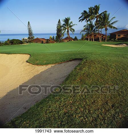 Stock Image - Hawaii, Maui, Kaanapali Golf Course, North Course, Hole #12. Fotosearch
