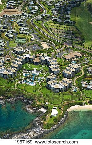 Stock Photo - Hawaii, Maui, Kapalua, Aerial Of Ritz-Carlton Residences.. Fotosearch