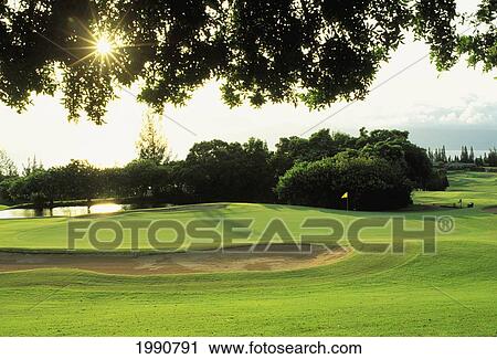 Stock Image - Hawaii, Maui, Kapalua Golf Club Bay Course. Fotosearch